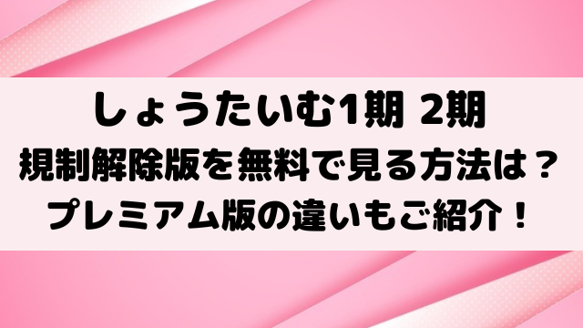 しょうたいむ規制解除無修正を無料で見る方法は？プレミアム版との違いもご紹介！