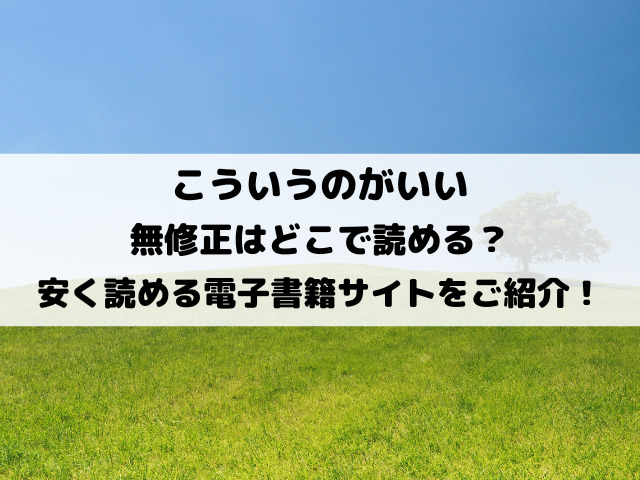 こういうのがいい無修正はどこで読める？安く読める電子書籍サイトをご紹介！