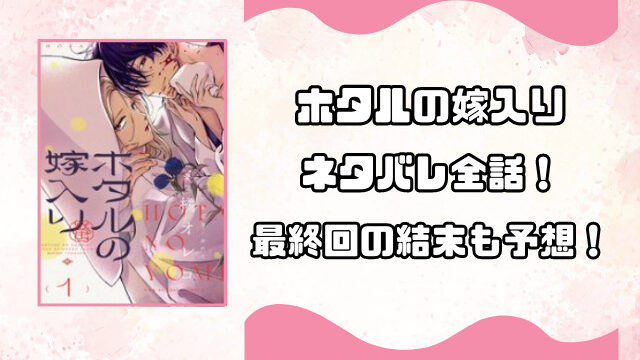 ホタルの嫁入りネタバレ全話！最終回の結末も徹底予想！