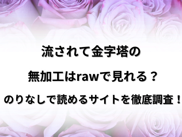 流されて金字塔の無加工はrawで見れる？のりなしで読めるサイトを徹底調査！